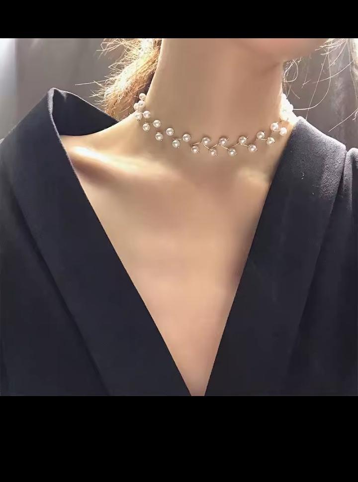 Modern Pearl Stone Gold Plated Necklace - 3 PCs