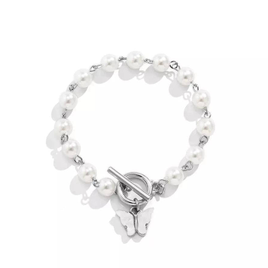 Stylish Butterfly Pearl Bracelet