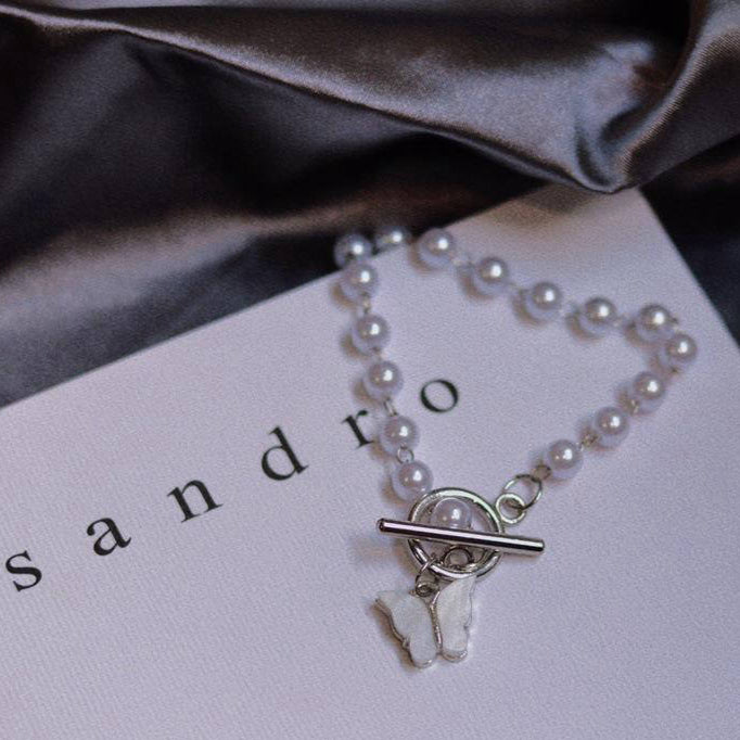 Stylish Butterfly Pearl Bracelet
